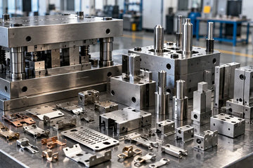 Metal stamping die materials including hardened tool steel punches and die inserts for precision stamping