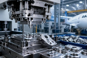 Precision stamping machine producing aerospace components